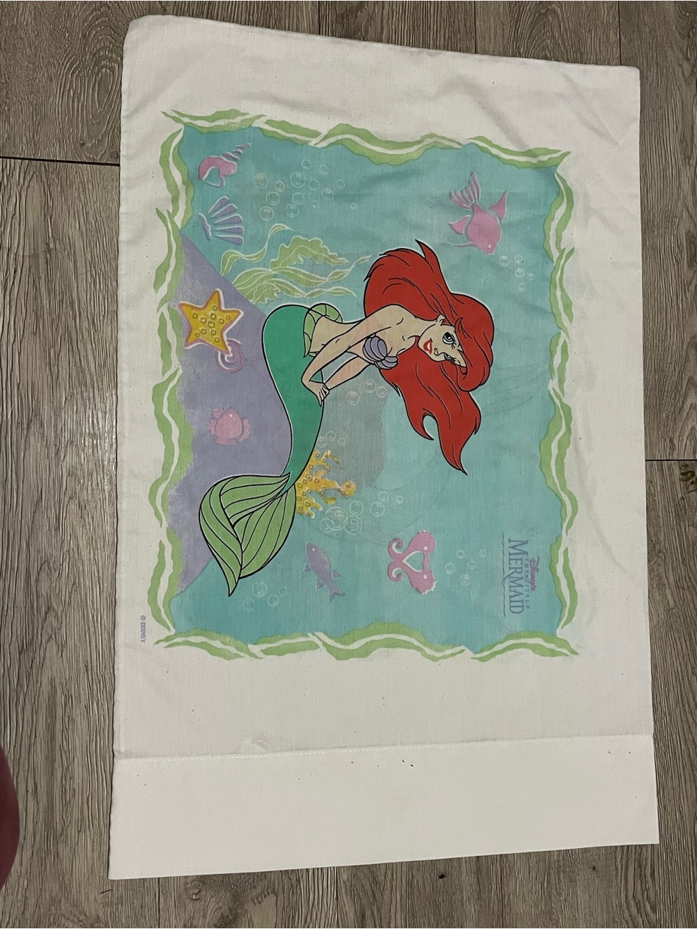Vintage Disney Little Mermaid Ariel Pillowcase Standard Y2K 90s Princess Mermaid